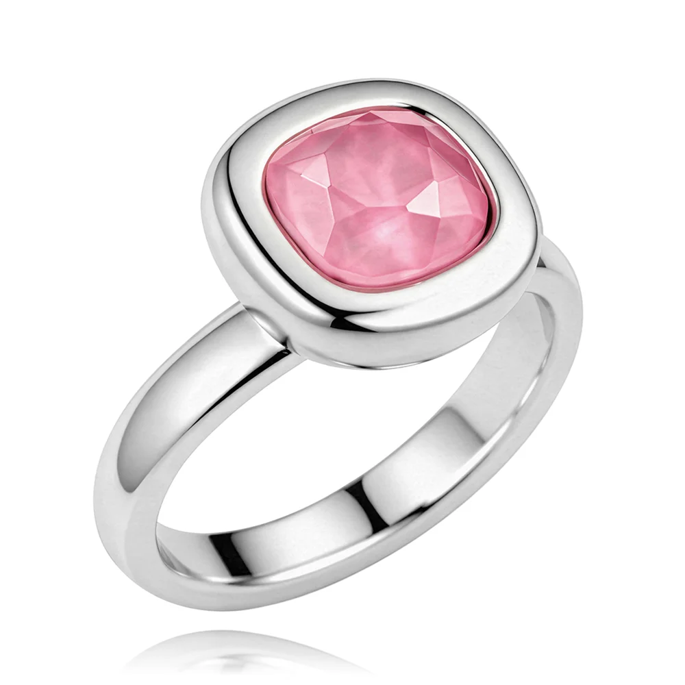 Anillo de plata con piedra rosa