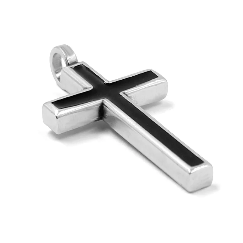 Colgante cruz negra chapada en plata