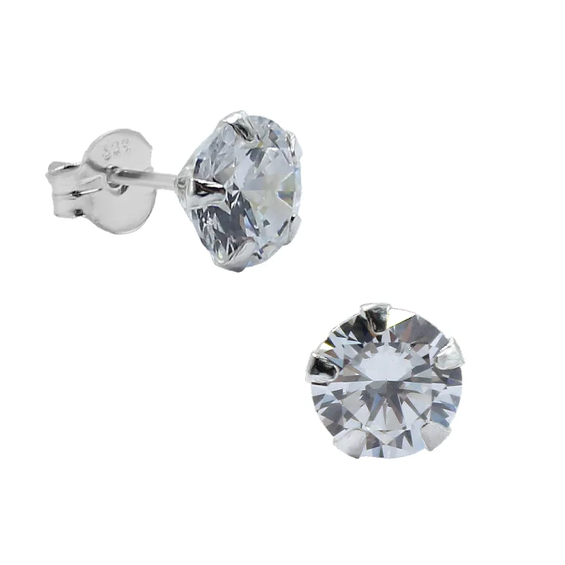 Pendientes de plata con Circonita de 7mm